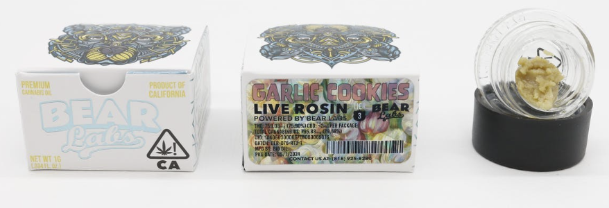 Bear Labs - T3 Live Rosin - Garlic Cookies 1G