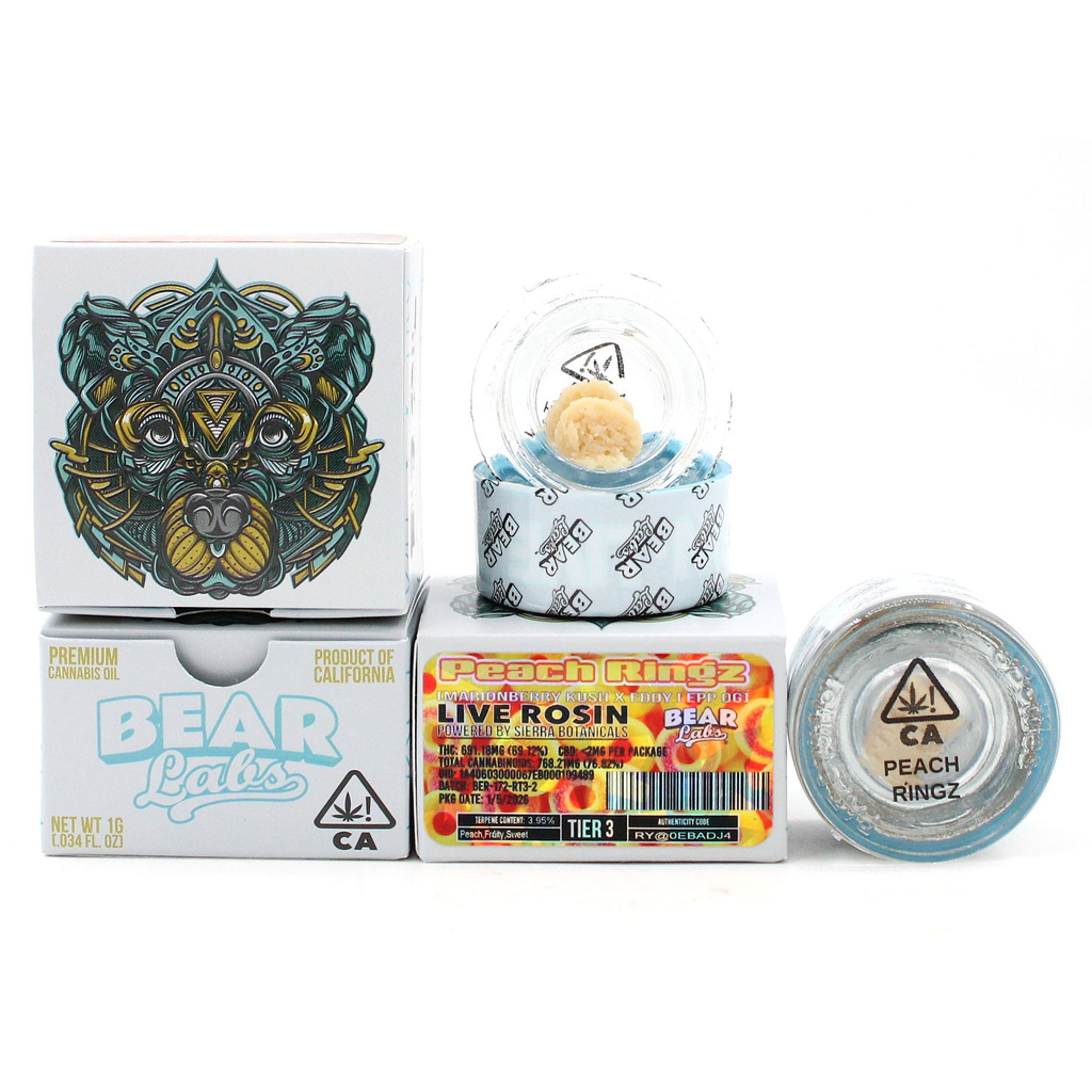 BEAR LABS - T3 LIVE ROSIN - PEACH RINGZ 1G | Order Cannabis Online in SoCal