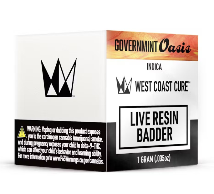 West Coast Cure - Live Resin Badder - Governmint Oasis 1G
