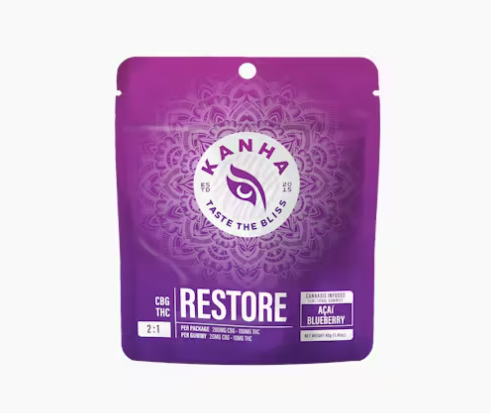 Kanha - Nano Restore Blueberry Acai Gummies (2:1) (CBG:THC) (h)