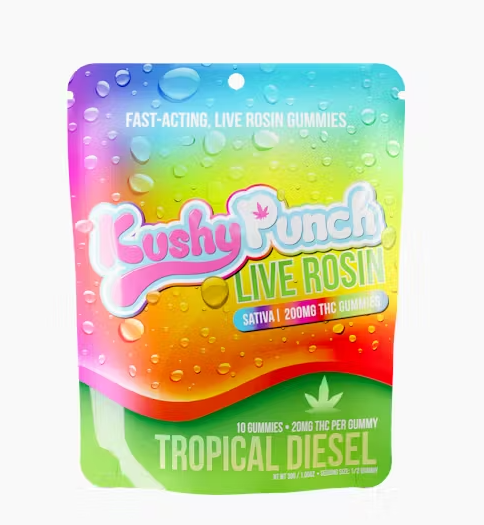 KUSHY PUNCH TROPICAL DIESEL LIVE ROSIN GUMMY 100MG SATIVA