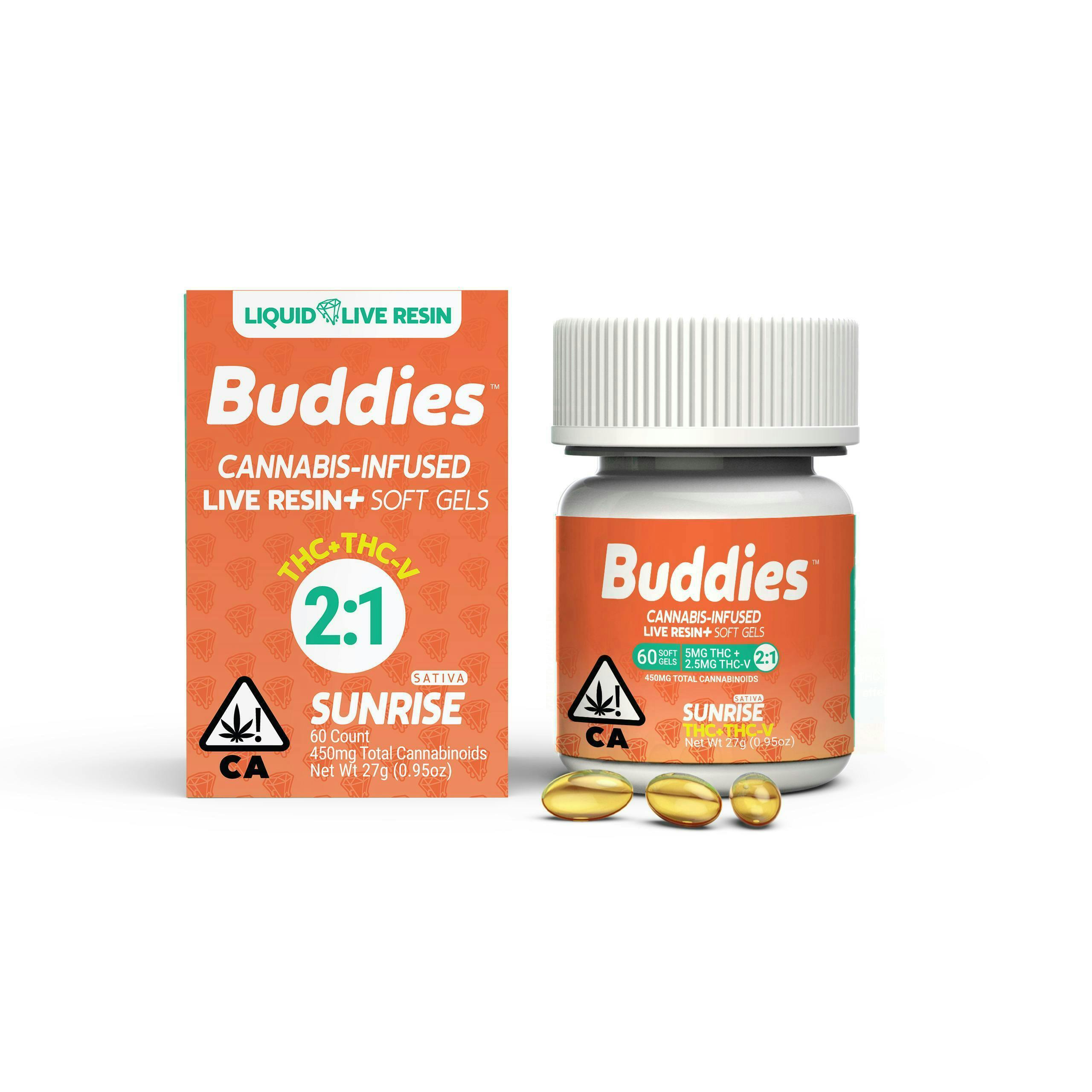 BUDDIES SUNRISE 2:1 LIVE RESIN SOFT GELS (60CT)