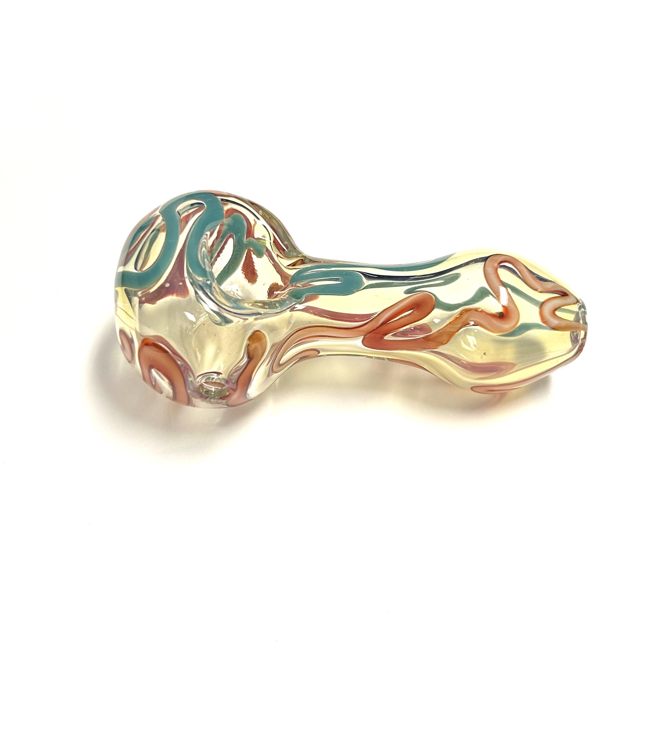 CA MADE TEAL/RED GLASS PIPE