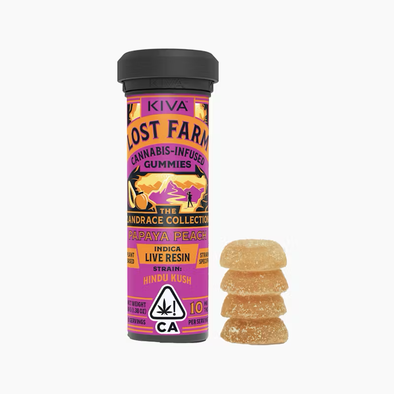 Lost Farm Gummies Papaya Peach Hindu Kush Resin