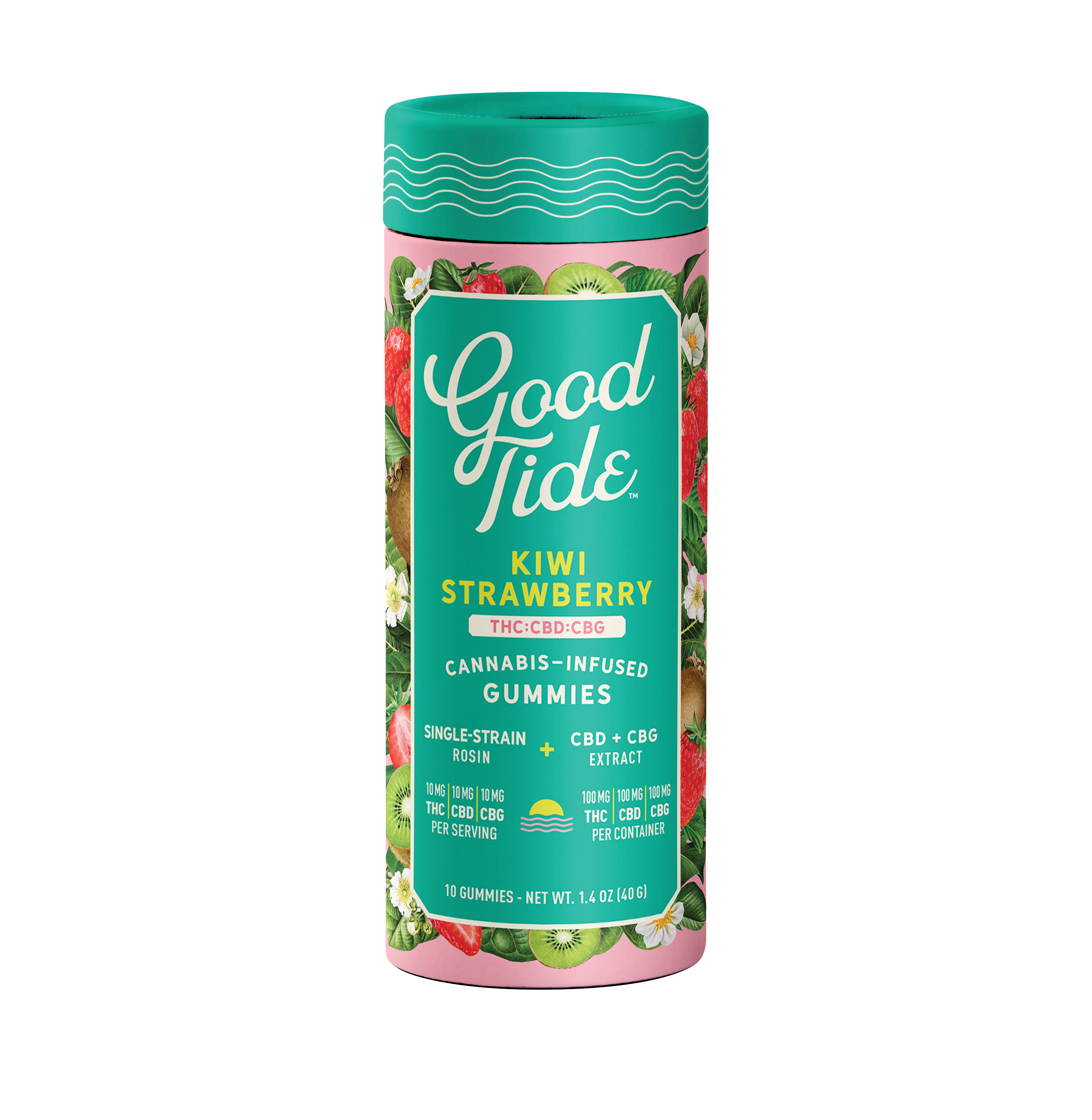 Good Tide - Kiwi Strawberry THC 100MG THC : 100MG CBD : 100MG CBG, Hybrid Enhanced