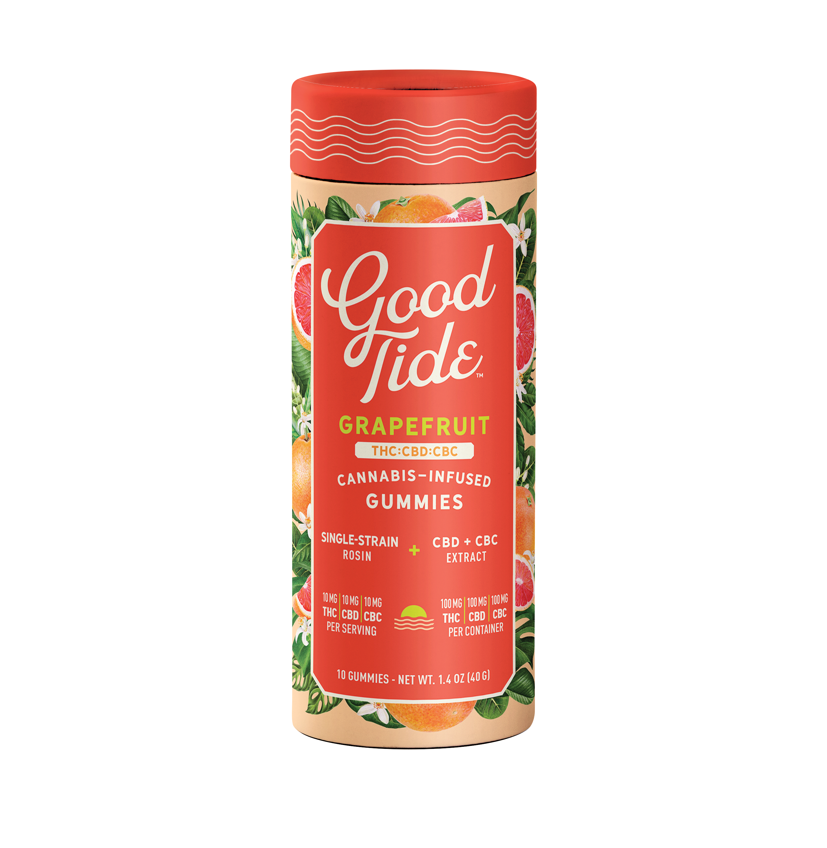 Good Tide - Grapefruit THC 100MG THC : 100MG CBD : 100MG CBC, Sativa Enhanced