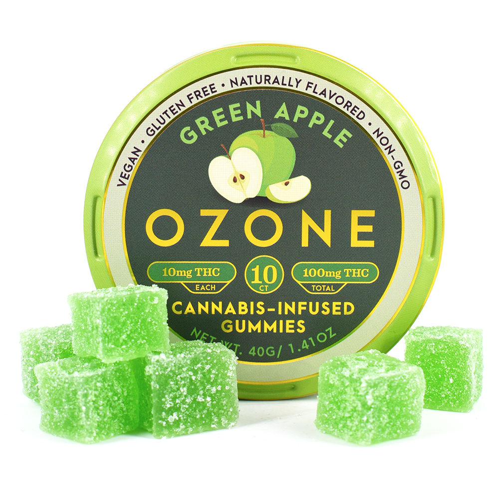 Ozone Green Apple Gummies | THC:THCV 1:1 - 100mg | Edibles