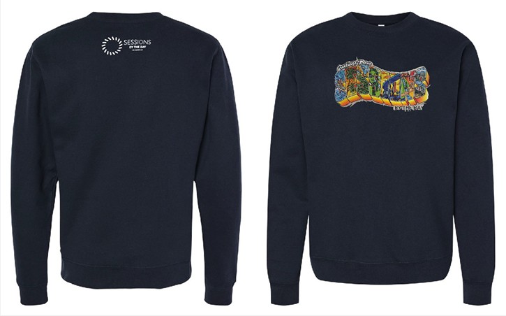 SESSIONS BY THE BAY | NAVY SWEATSHIRT |  SUMMER LOGO | SMALL