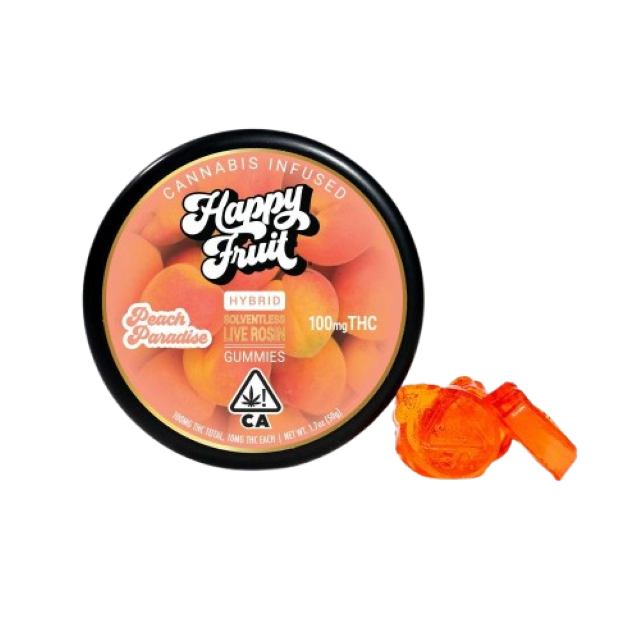 HAPPY FRUIT | LIVE ROSIN GUMMIES | PEACH PARADISE | 100MG | 10PACK