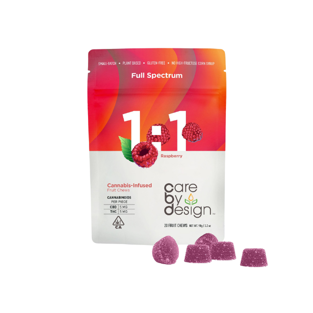 CARE BY DESIGN | RASPBERRY | 1:1 THC:CBD | 5MG | 20PK