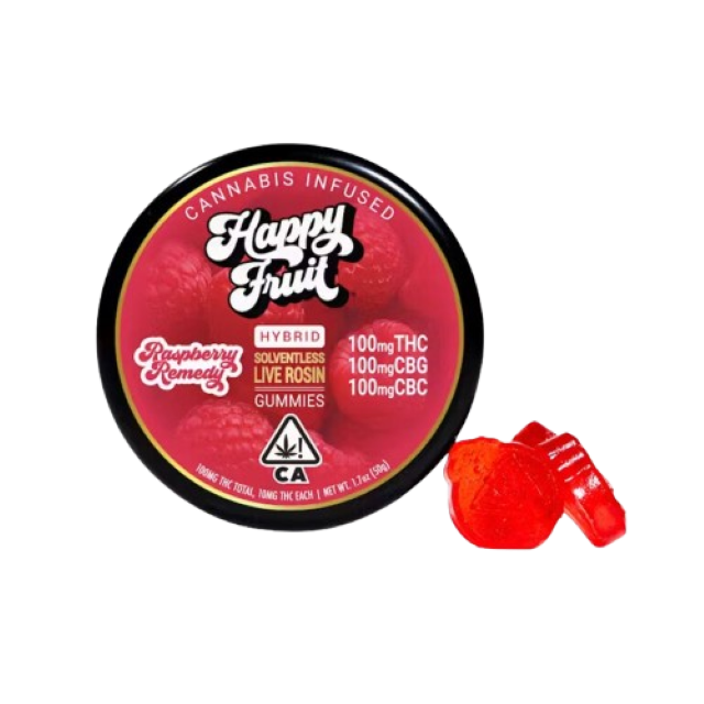 HAPPY FRUIT | LIVE ROSIN GUMMIES | RASPBERRY REMEDY| 100MG | 10PACK