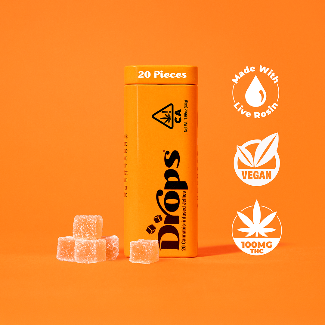 Drops | Orange Gummies | 100MG THC  | 20 Pack