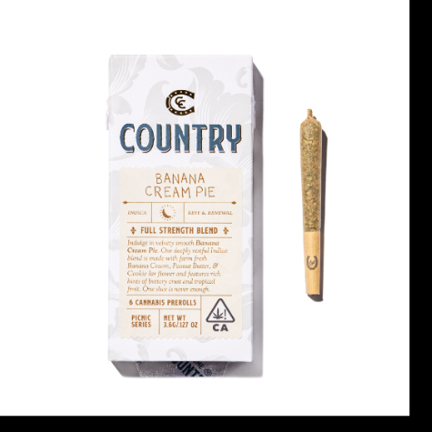 Country Cannabis | Banana Cream Pie | Indica | 6PK/3.6G Preroll