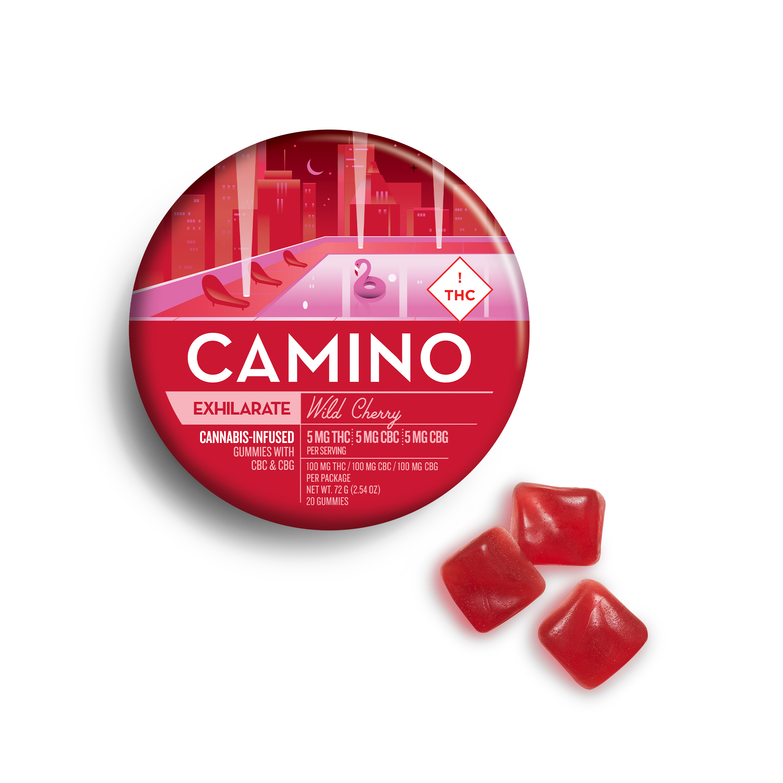 CBG Wild Cherry Exhilarate - 100 Mg THC:CBC:CBG Camino Gummies