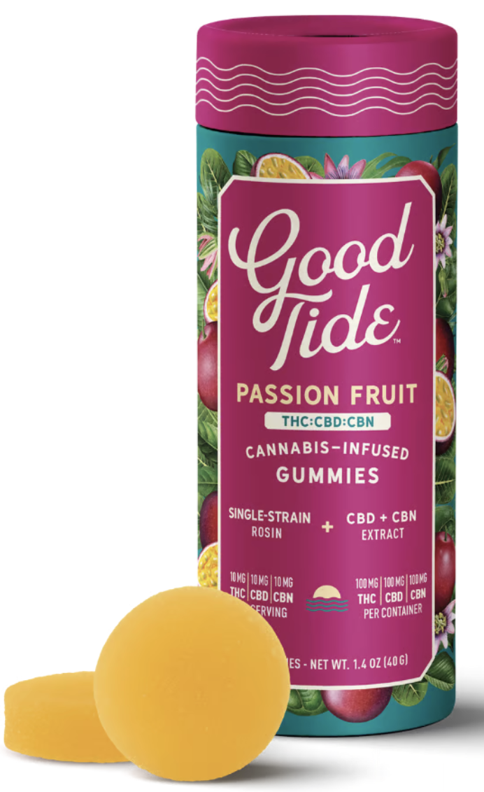 Good Tide: PASSIONFRUIT - 10PC - THC:CBD:CBN - INDICA - GOOD TIDE