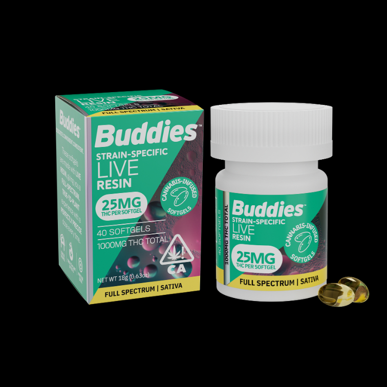Buddies Brand: LIVE RESIN SOFTGELS - 25MG - 40CT - SATIVA - BUDDIES