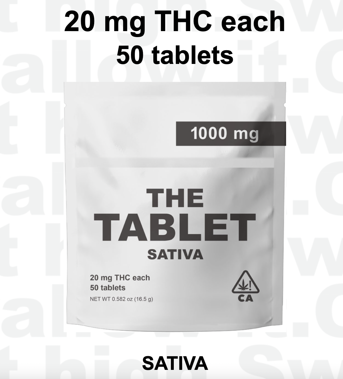 THE TABLET: SATIVA TABLET - 20MG EACH - 50 COUNT - 1000MG TOTAL - THE TABLET